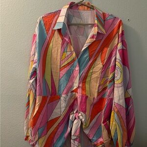 SHEIN Vibrant Geometric Blouse